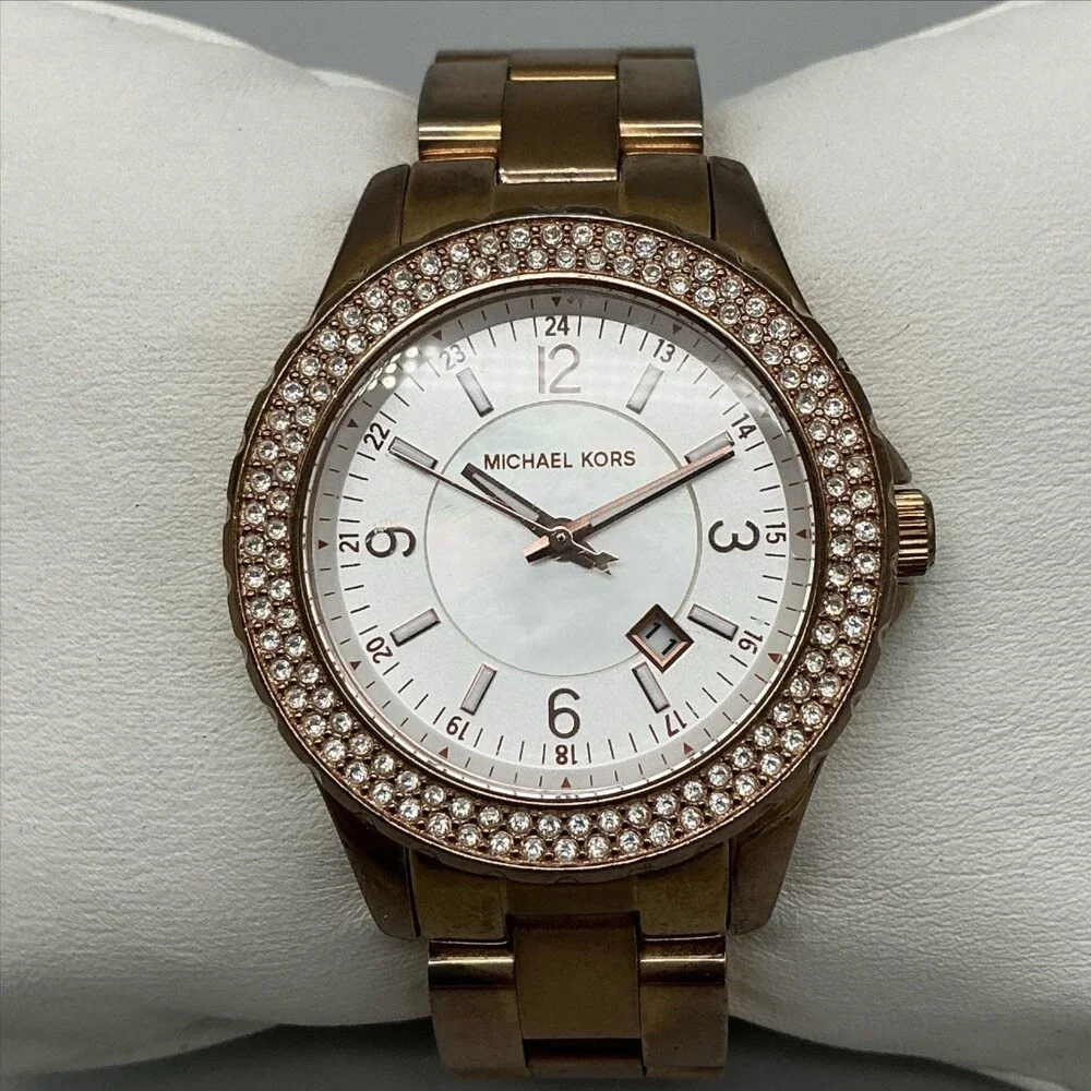 Michael Kors Madison Womens Watch 34mm Rose Gold Tone MK5483 New Battery 6